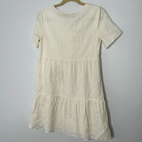 Madewell Embroidered Eyelet Button-Front Tiered Mini Dress size XXS - Picture 7 of 7